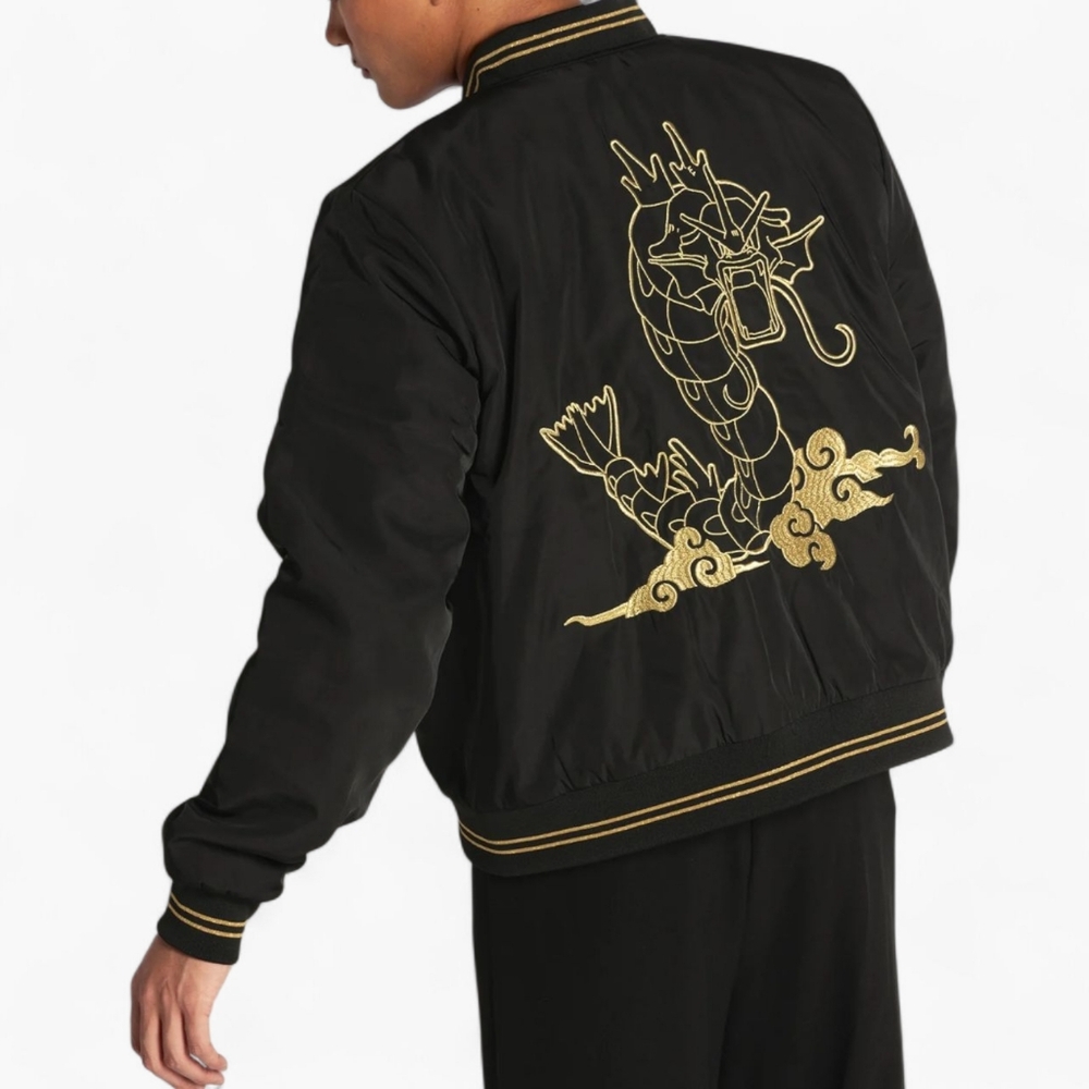 Blackmilk Pokémon Gyarados Embroidered Gold & Black Bomber Jacket Unisex Size S